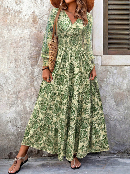 Damask Long Sleeve Maxi Dress