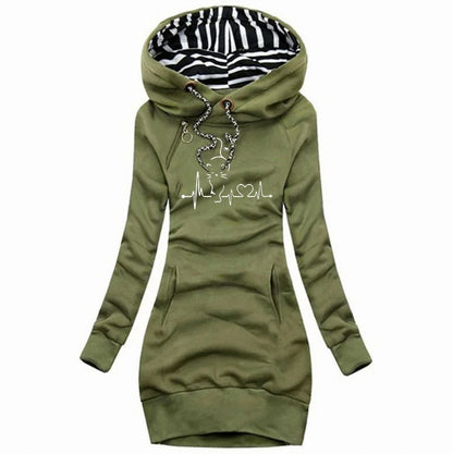 Graphic Print Long Sleeve Hoodie Dress