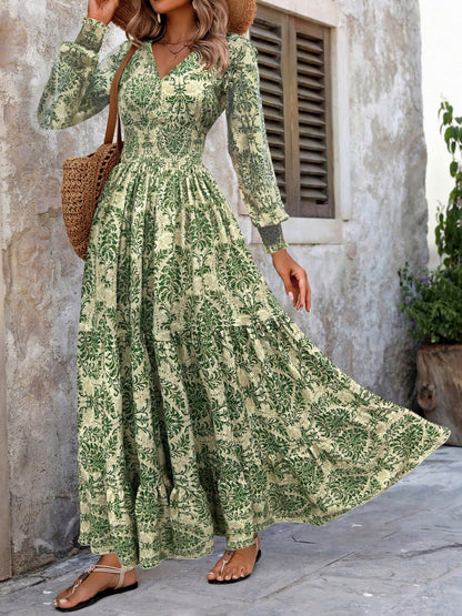 Damask Long Sleeve Maxi Dress