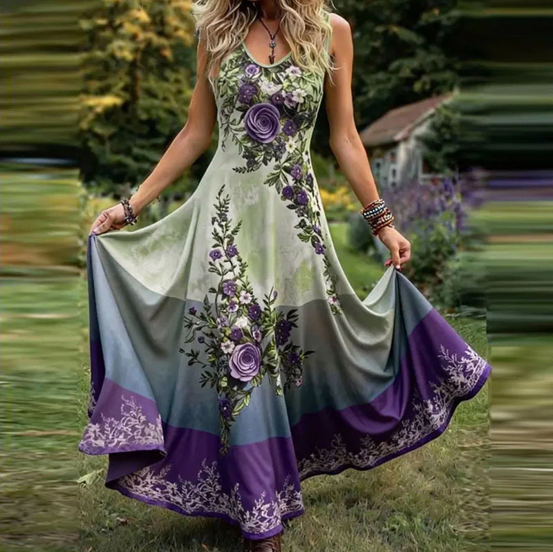 Floral Scoop Neck Maxi Dress