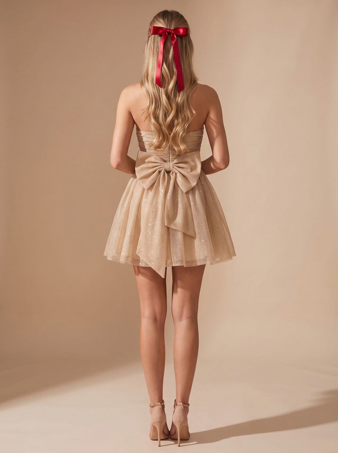 Tulle Strapless Ruched Mini Dress