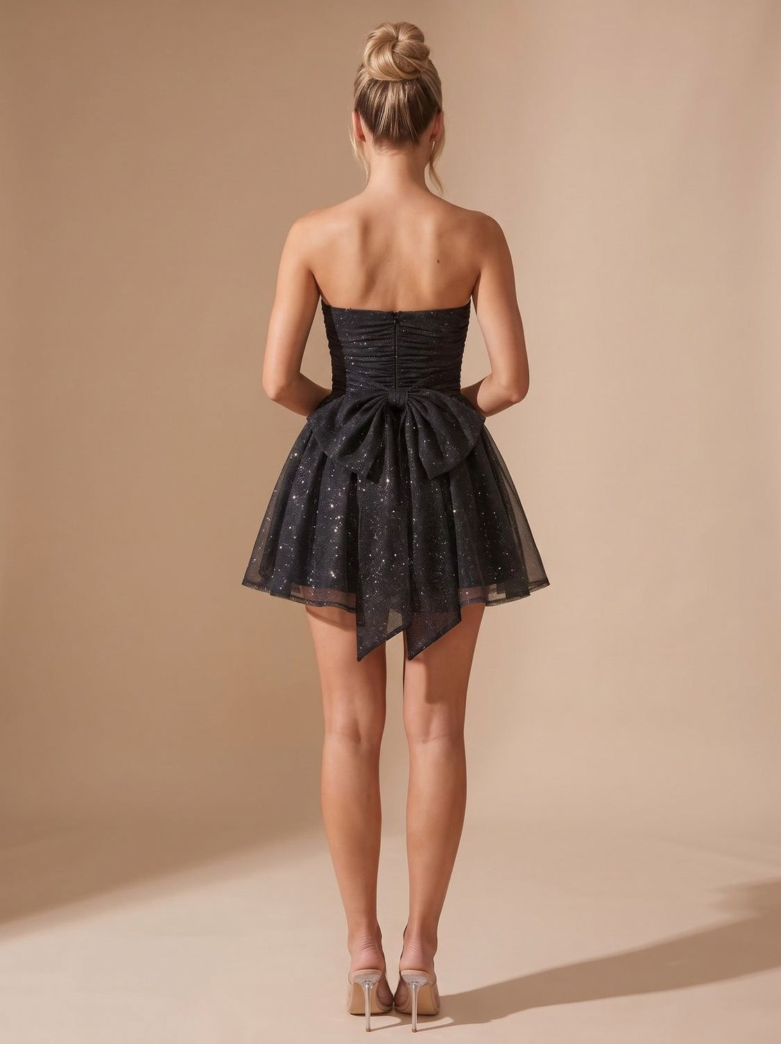 Tulle Strapless Ruched Mini Dress