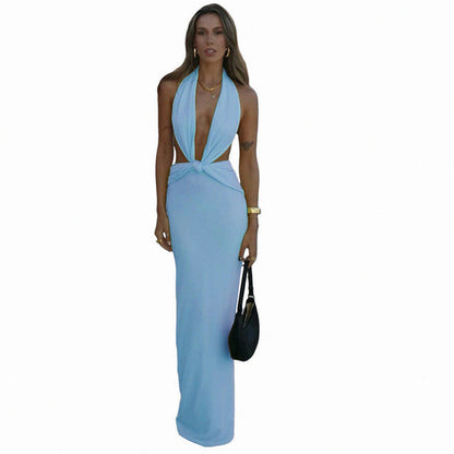 Halter Cutout Twist Maxi Dress