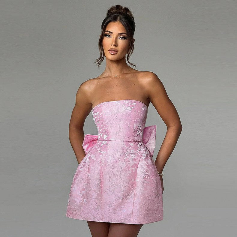 Strapless Bow Back Mini Dress