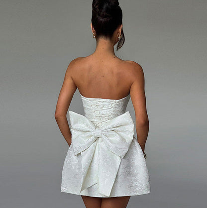 Strapless Bow Back Mini Dress