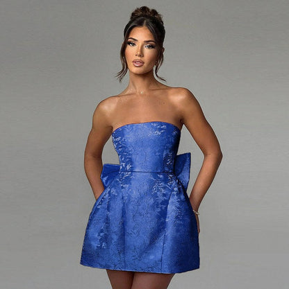 Strapless Bow Back Mini Dress