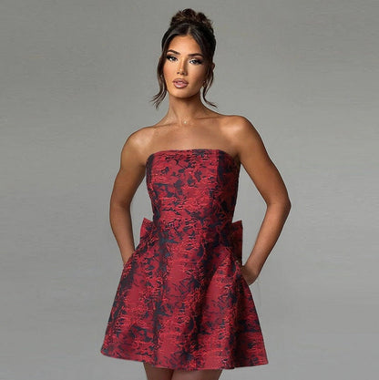Strapless Bow Back Mini Dress