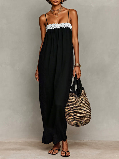 Woven Crochet Trim Maxi Dress